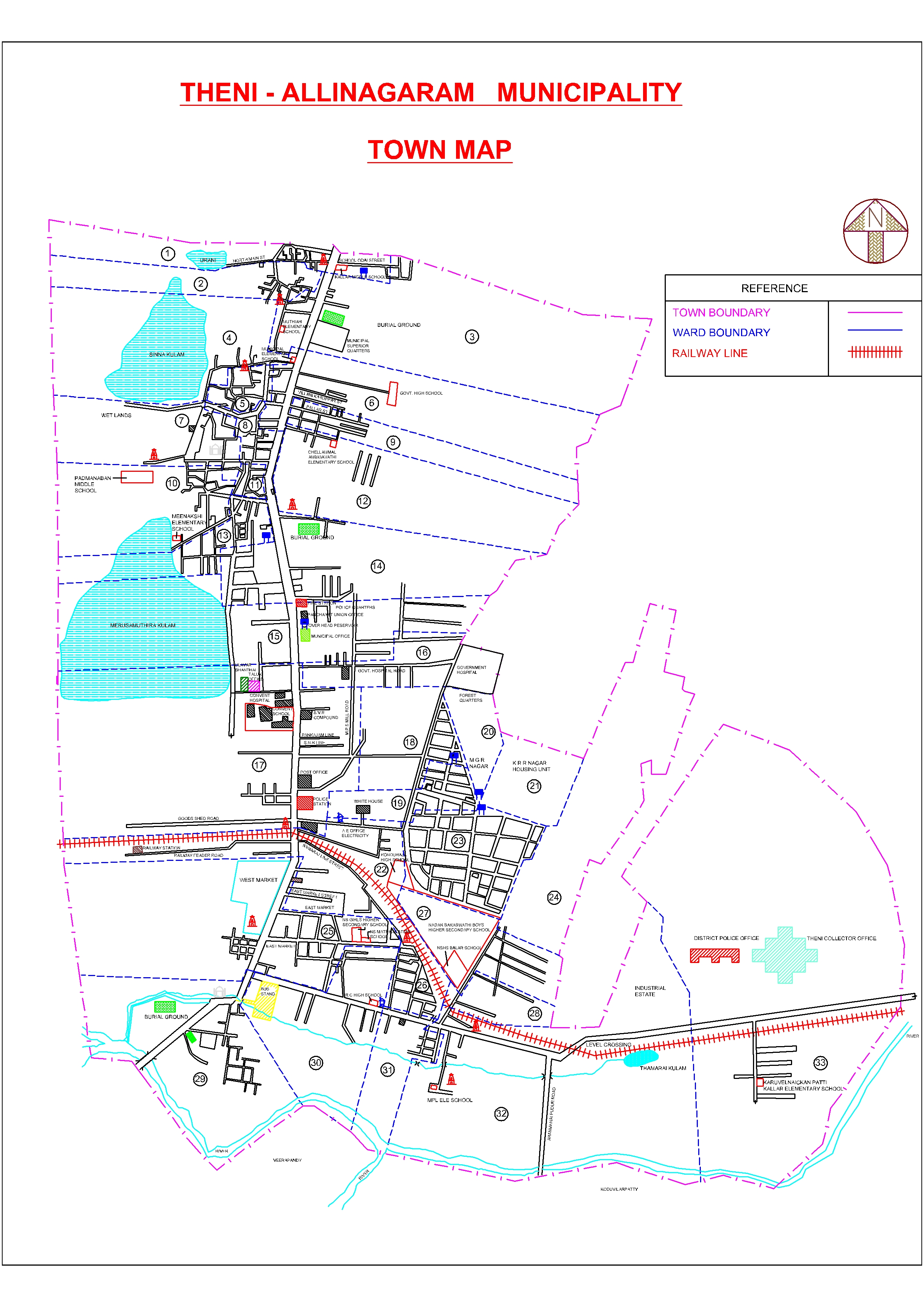 Ward Map Theni Allinagaram Municipality
